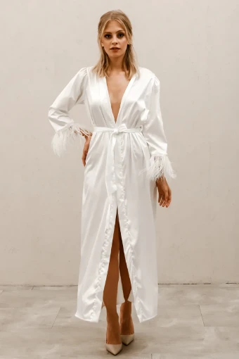 Heirloom Bridal Company Feather Sleeve Bridal Robe - Heirloom #1 Ivory thumbnail