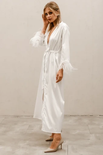 Heirloom Bridal Company Feather Sleeve Bridal Robe - Heirloom #2 Ivory thumbnail
