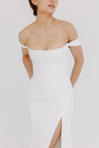 Alyssa Kristin Camila (pleated skirt w/ slit) by Alyssa Kristin #1 Natural White thumbnail