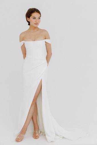 Alyssa Kristin Camila (pleated skirt w/ slit) by Alyssa Kristin #0 default Natural White thumbnail