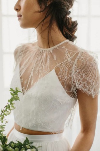 Alexandra Grecco Lula Lace Crop Top #0 default Off White thumbnail