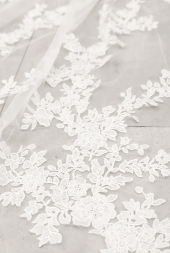 Heirloom Bridal Company Dramatic Floral Veil - Heirloom #2 default Off White thumbnail